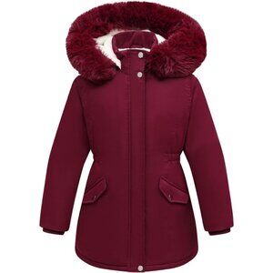 Girl's Claret06 Waterproof Long Coat Warm Winter Parka Puffer Jacket with Hood